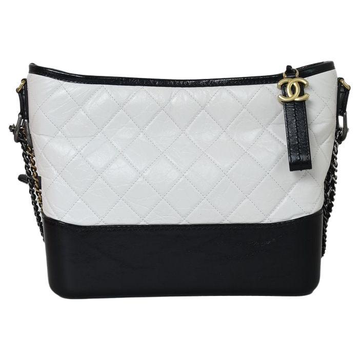 Chanel Gabrielle Medium Hobo Bag Black White For Sale