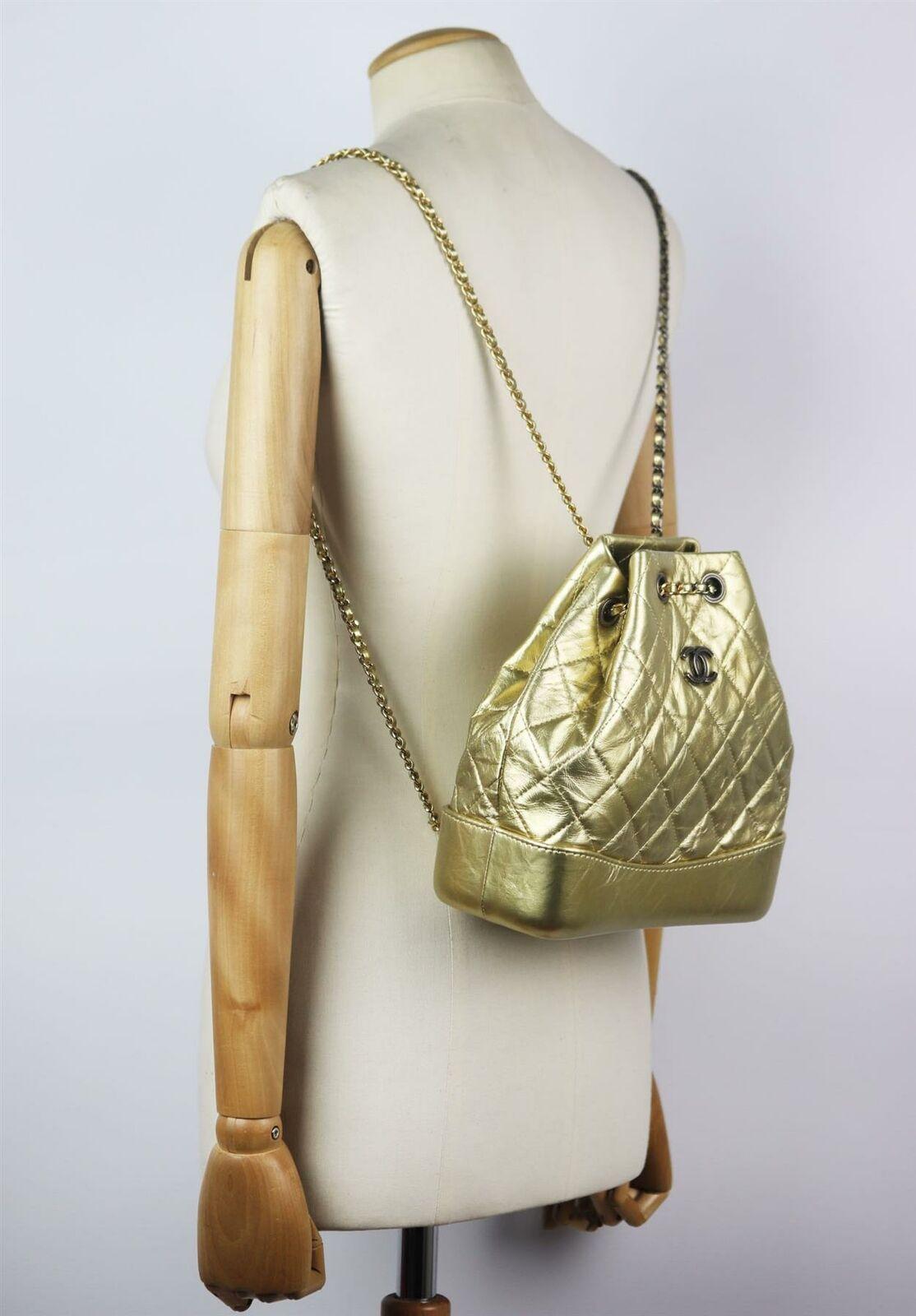 Chanel Gabrielle Medium Metallic Quilted Age Calfskin Backpack 4