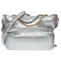Chanel Gabrielle medium size hobo bag in in silver quilted leather, GPHW