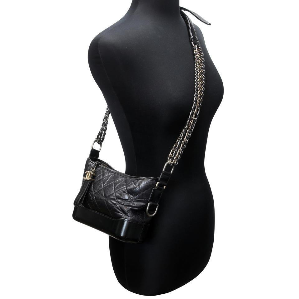Chanel Chanel Gabrielle Mini Kettenlink Tweed zweifarbig CC-1109P-0007 Schwarzes Leder 6