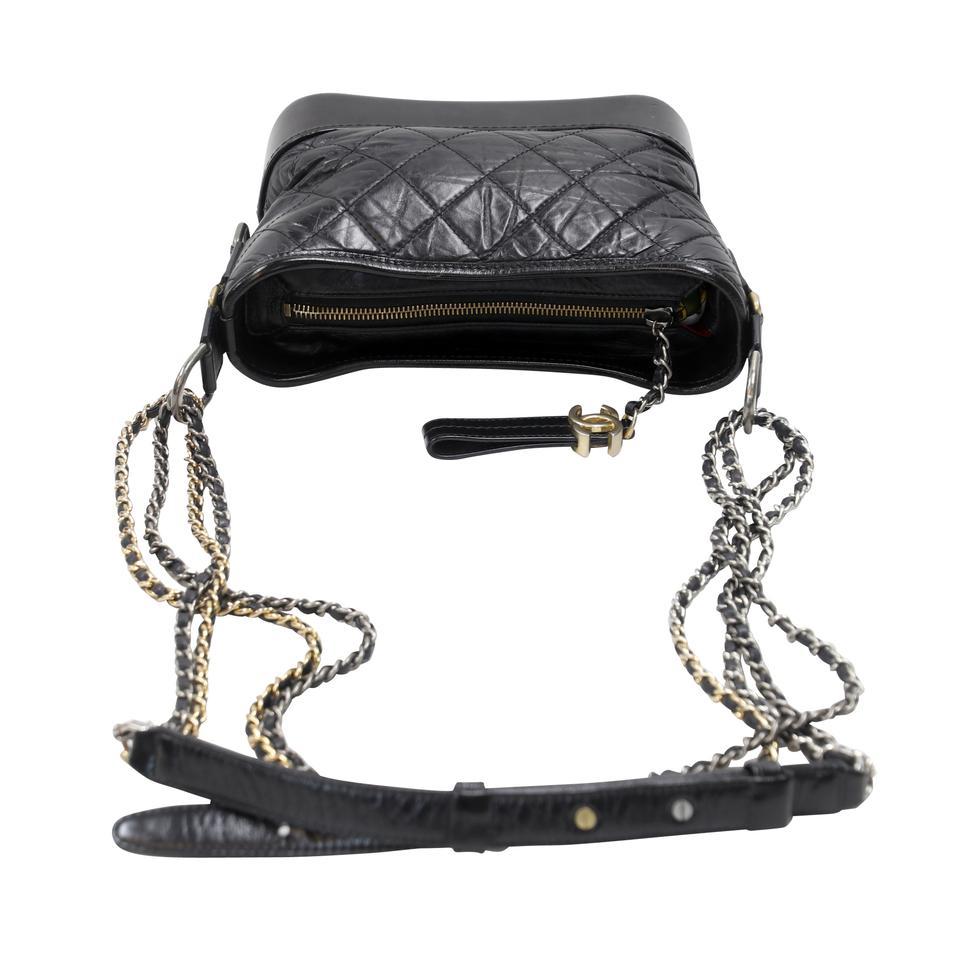 Chanel Chanel Gabrielle Mini Kettenlink Tweed zweifarbig CC-1109P-0007 Schwarzes Leder 1