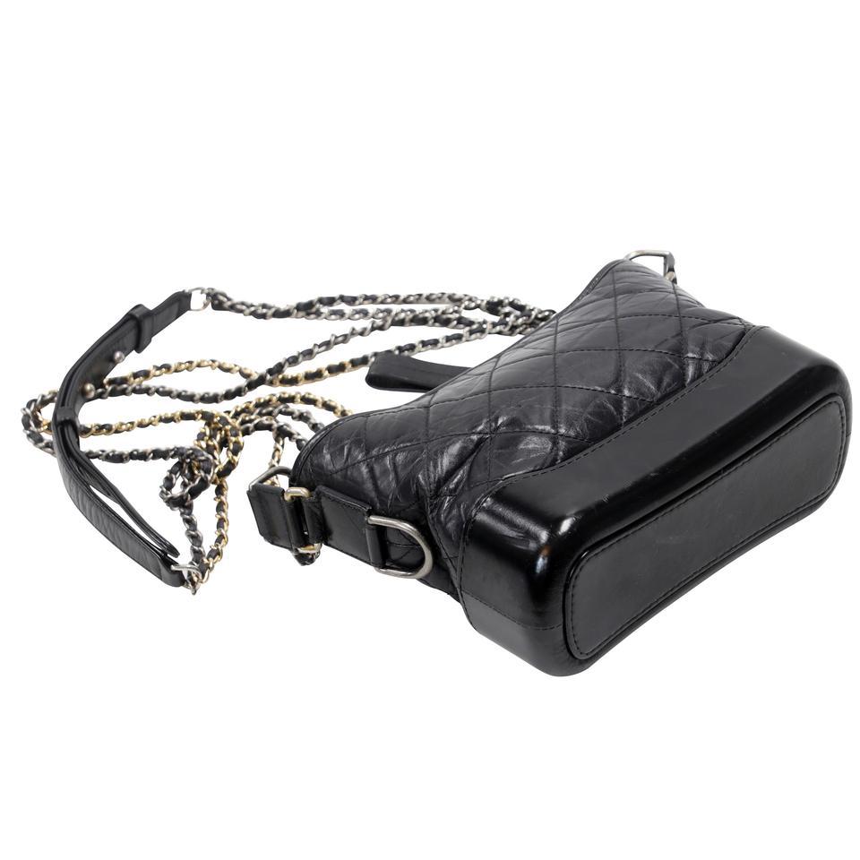Chanel Chanel Gabrielle Mini Kettenlink Tweed zweifarbig CC-1109P-0007 Schwarzes Leder 2