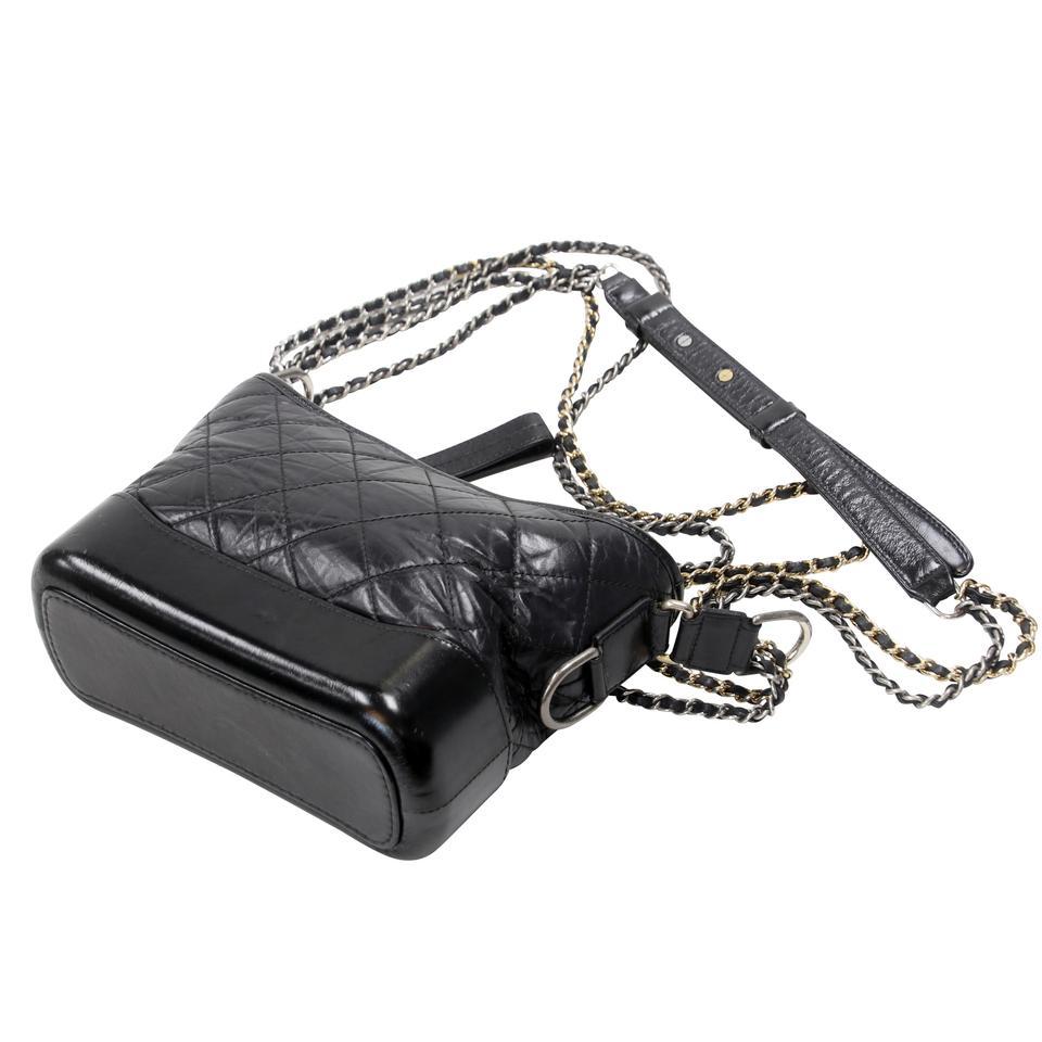 Chanel Chanel Gabrielle Mini Kettenlink Tweed zweifarbig CC-1109P-0007 Schwarzes Leder 3
