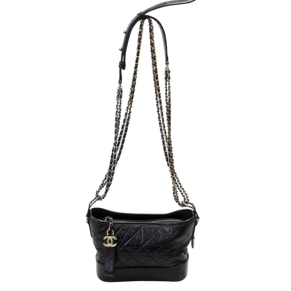 Chanel Chanel Gabrielle Mini Kettenlink Tweed zweifarbig CC-1109P-0007 Schwarzes Leder 4