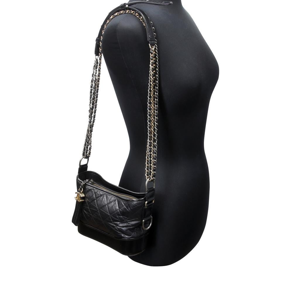 Chanel Chanel Gabrielle Mini Kettenlink Tweed zweifarbig CC-1109P-0007 Schwarzes Leder 5