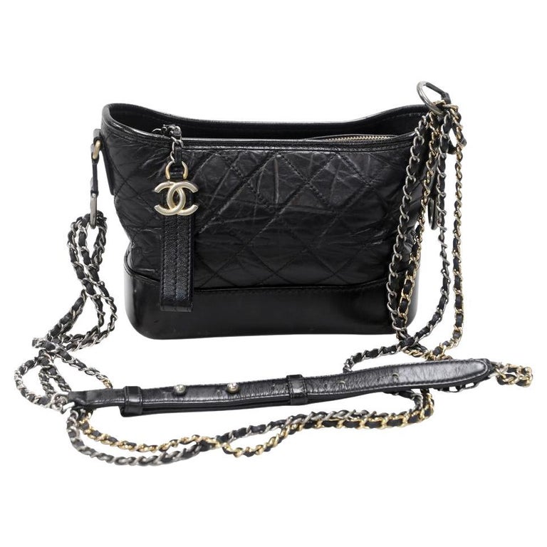 Chanel Gabrielle Mini Chainlink Tweed Two Tone CC-1109P-0007 Black Leather  at 1stDibs