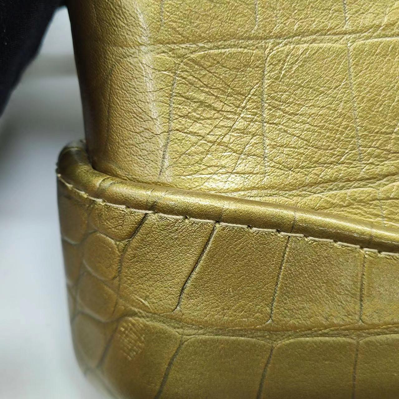 Chanel Gabrielle Mini Gold Crocodile Embossed Calfskin Leather Crossbody Bag 6
