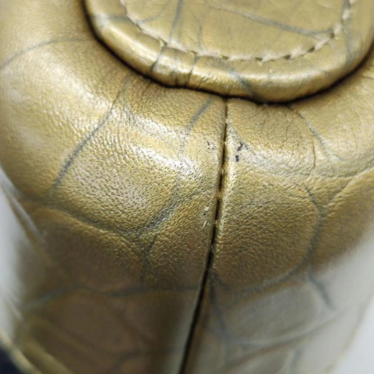 Chanel Gabrielle Mini Gold Crocodile Embossed Calfskin Leather Crossbody Bag 9