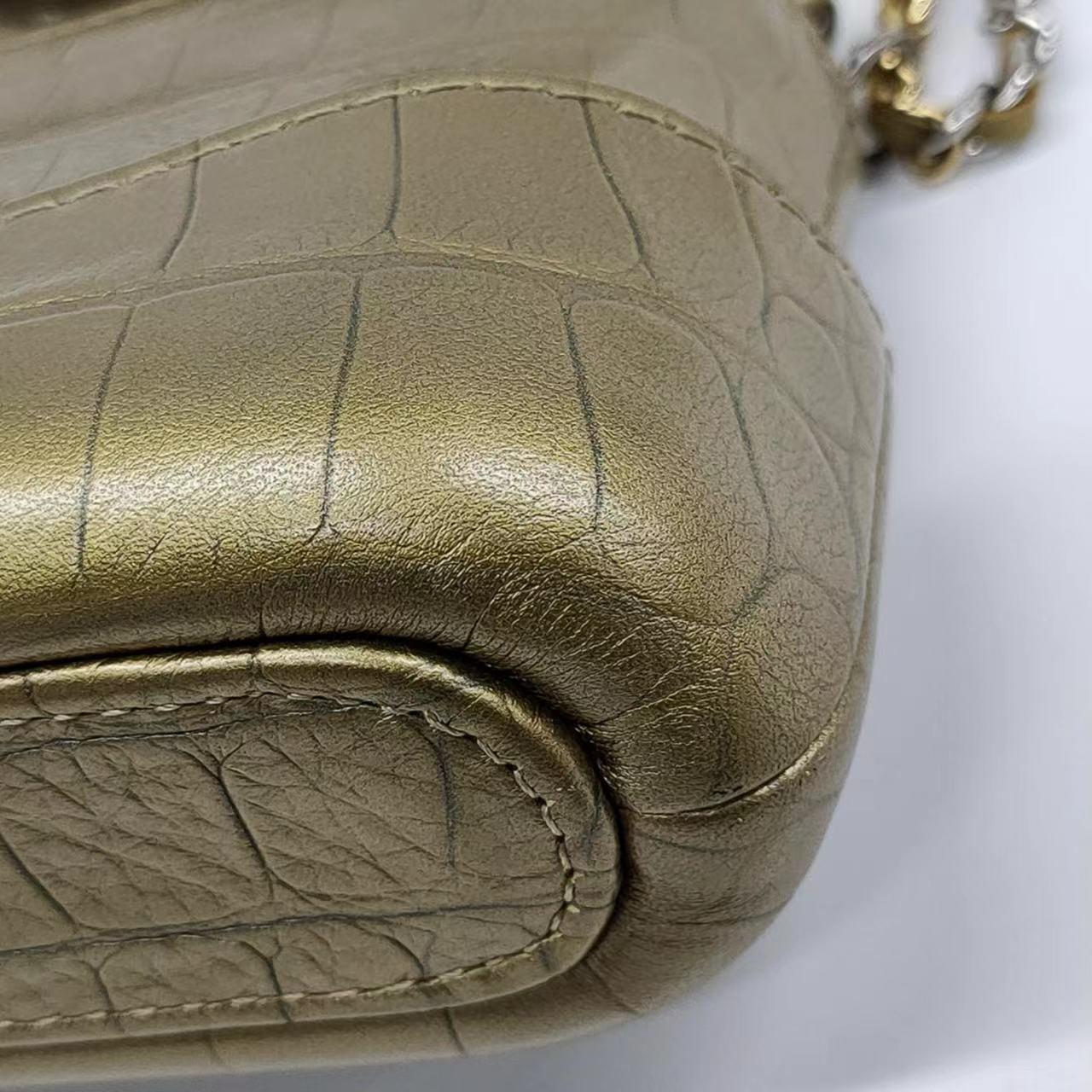 Chanel Gabrielle Mini Gold Crocodile Embossed Calfskin Leather Crossbody Bag 10