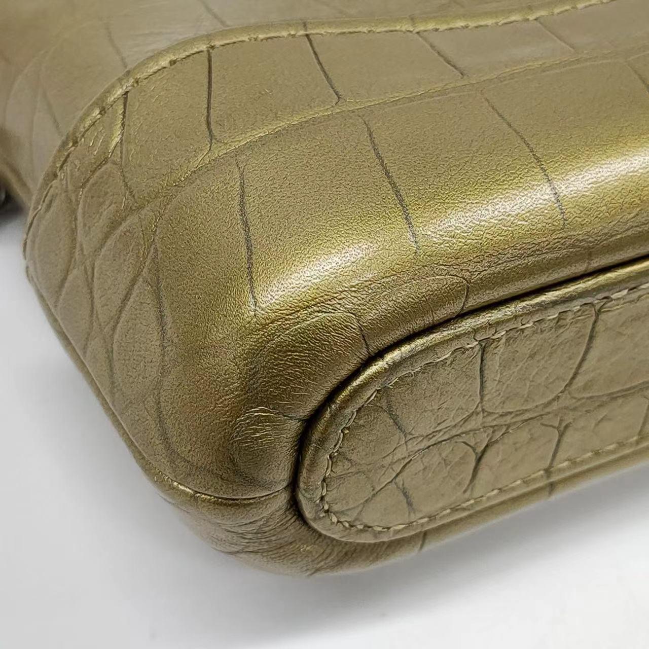 Chanel Gabrielle Mini Gold Crocodile Embossed Calfskin Leather Crossbody Bag 11