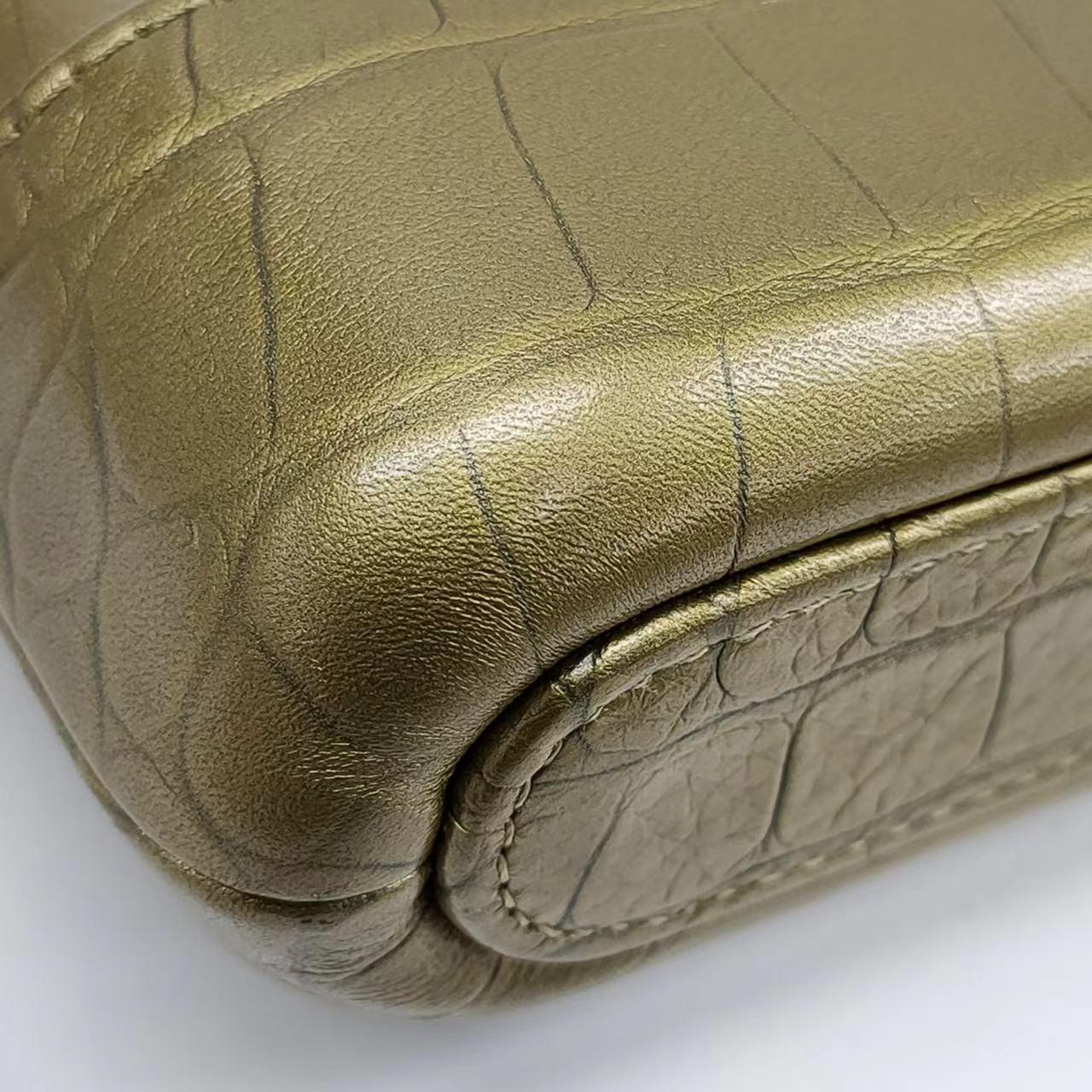 Chanel Gabrielle Mini Gold Crocodile Embossed Calfskin Leather Crossbody Bag 12