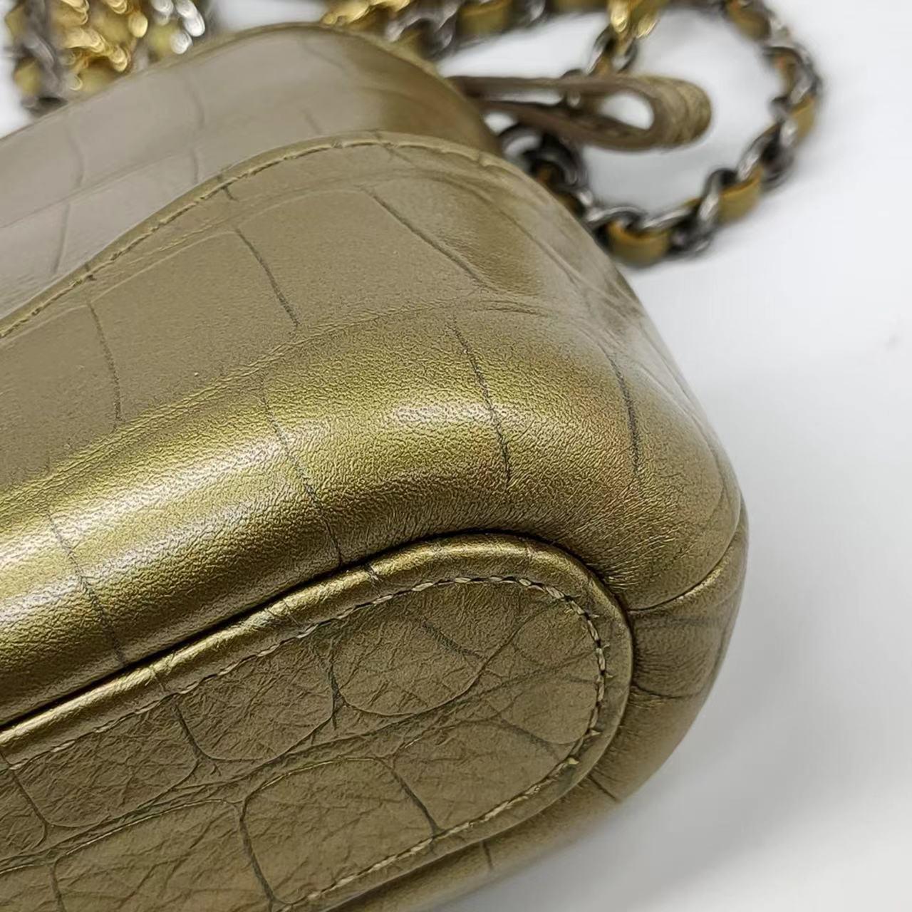 Chanel Gabrielle Mini Gold Crocodile Embossed Calfskin Leather Crossbody Bag 13