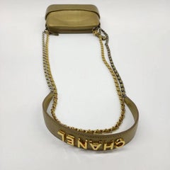 Chanel Gabrielle Mini Gold Crocodile Embossed Calfskin Leather Crossbody Bag