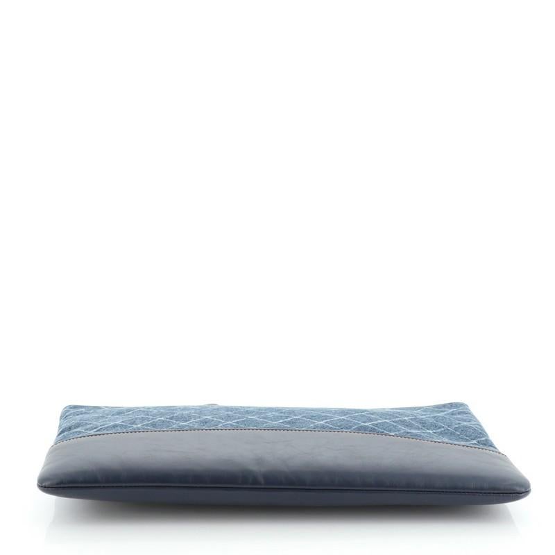 Chanel Gabrielle O Case Clutch Printed Denim Large In Good Condition In NY, NY