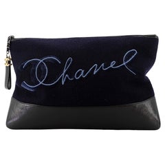Chanel Gabrielle O Case Clutch Quilted Felt and Calfskin Large
