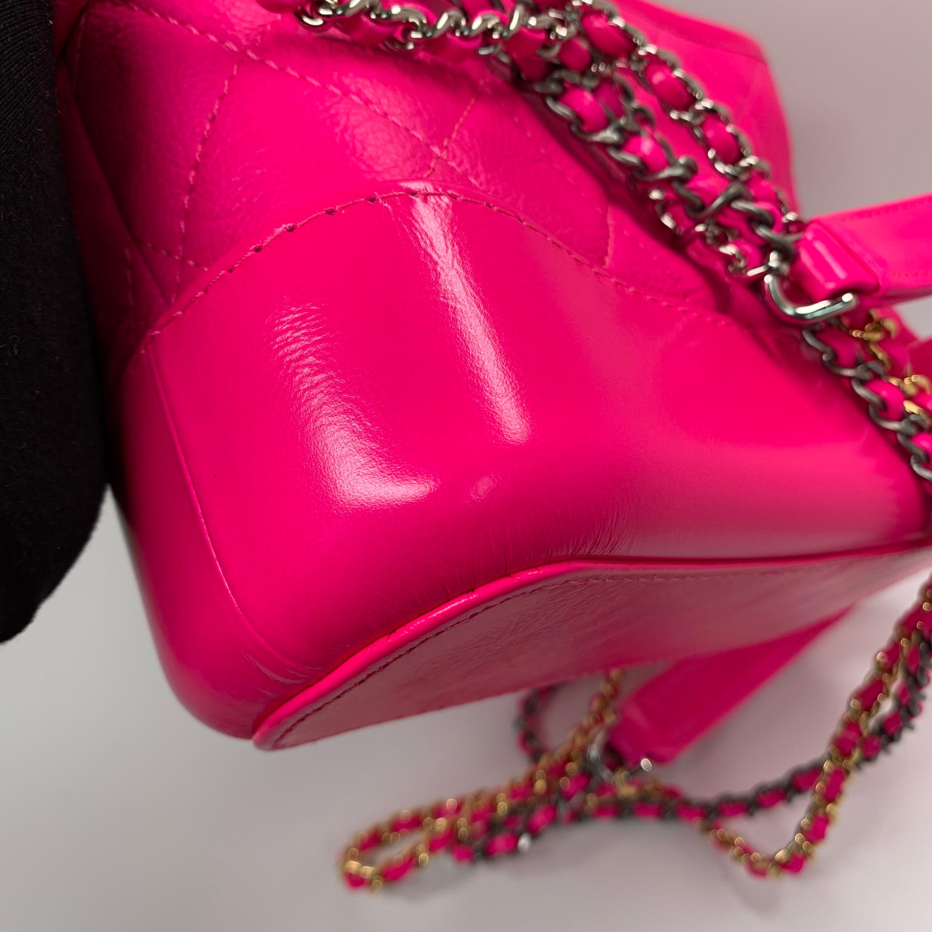 Chanel Gabrielle Pink Calfskin with Mixed Hardware Small For Sale 6
