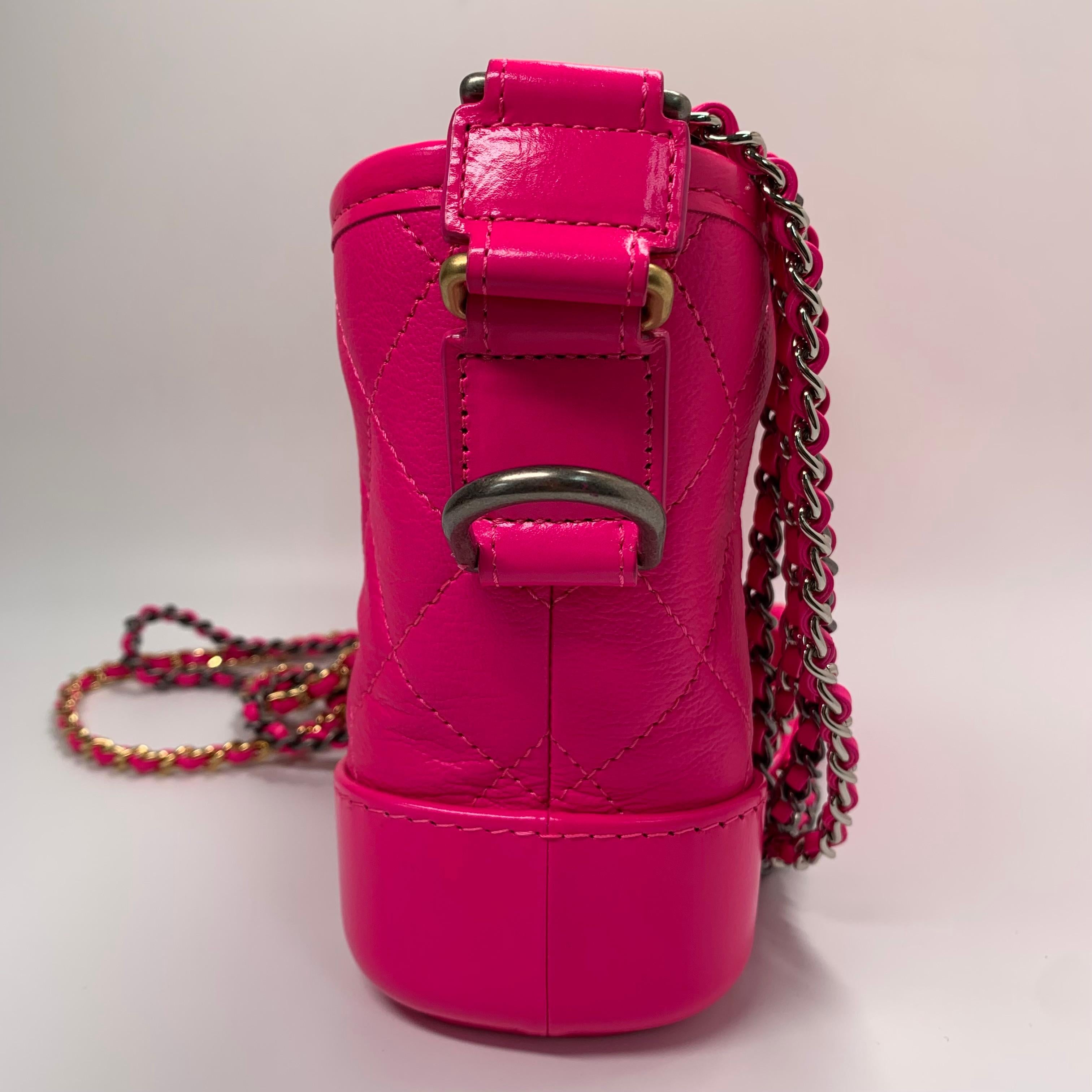 Women's or Men's Chanel Gabrielle Pink Calfskin with Mixed Hardware Small For Sale