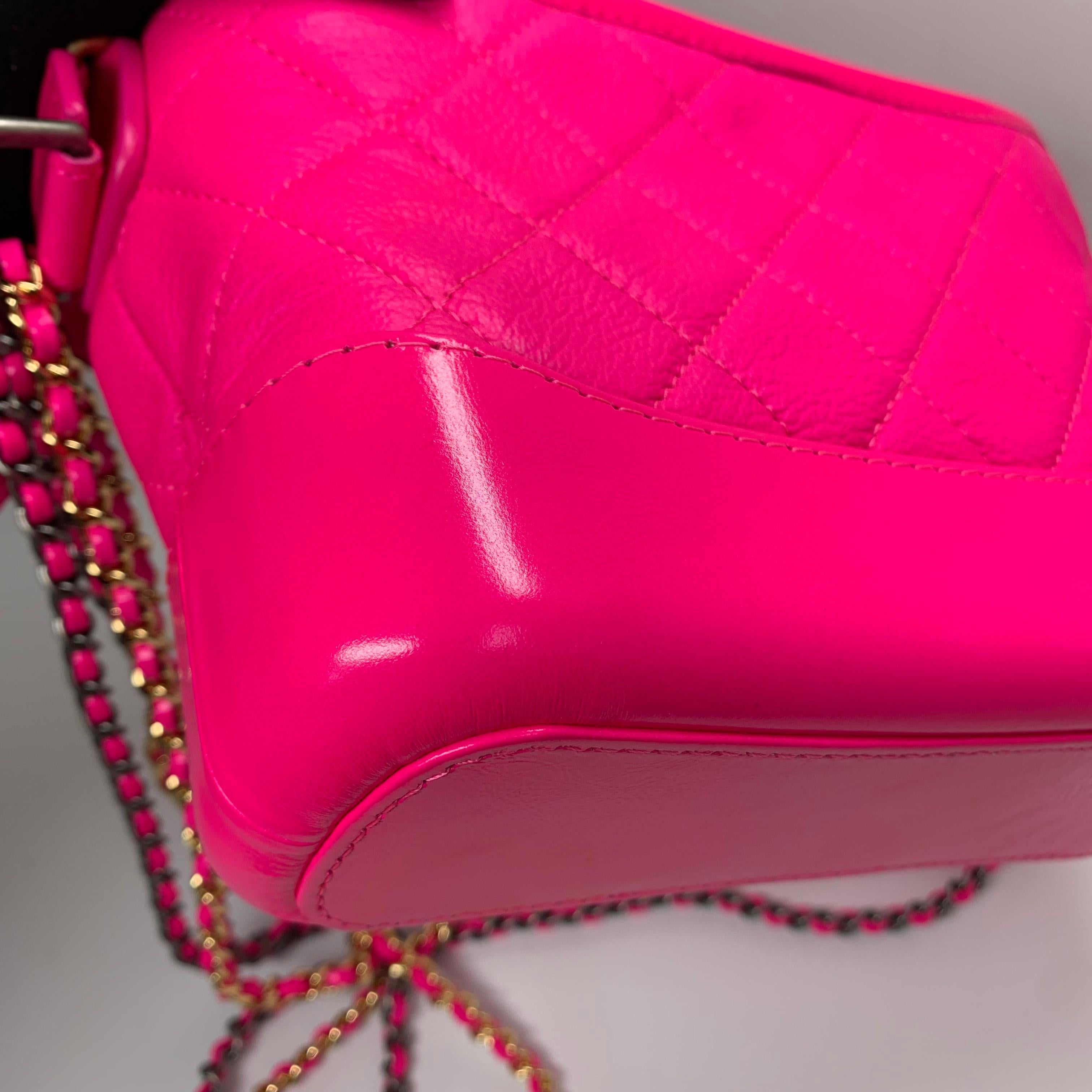Chanel Gabrielle Pink Calfskin with Mixed Hardware Small For Sale 4