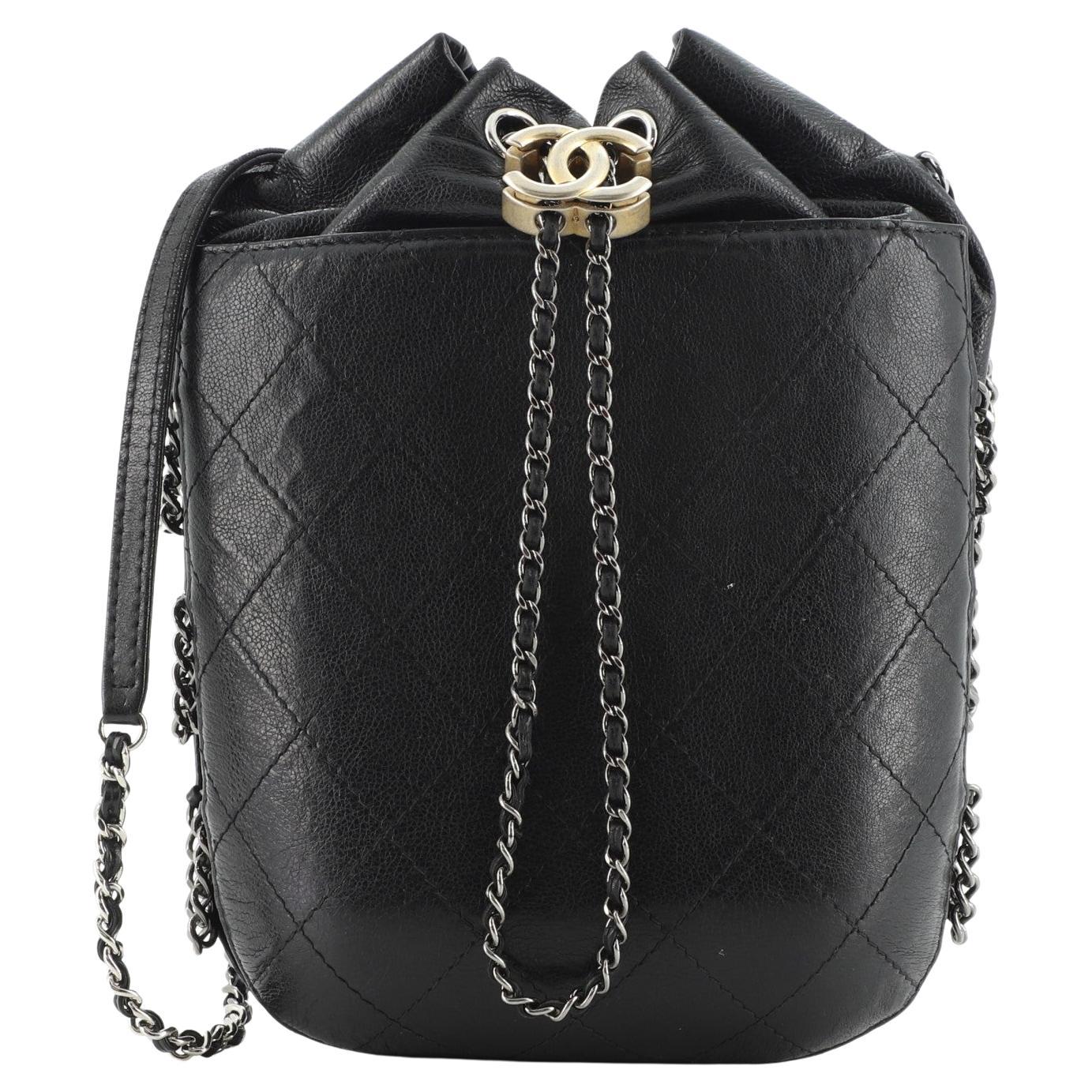 Chanel Black Quilted Leather Small Gabrielle Bucket Bag