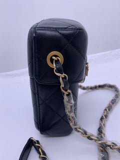 Chanel Enamel CC Diamond Lock Box Bag Black Lambskin Crossbody Shoulder GHW