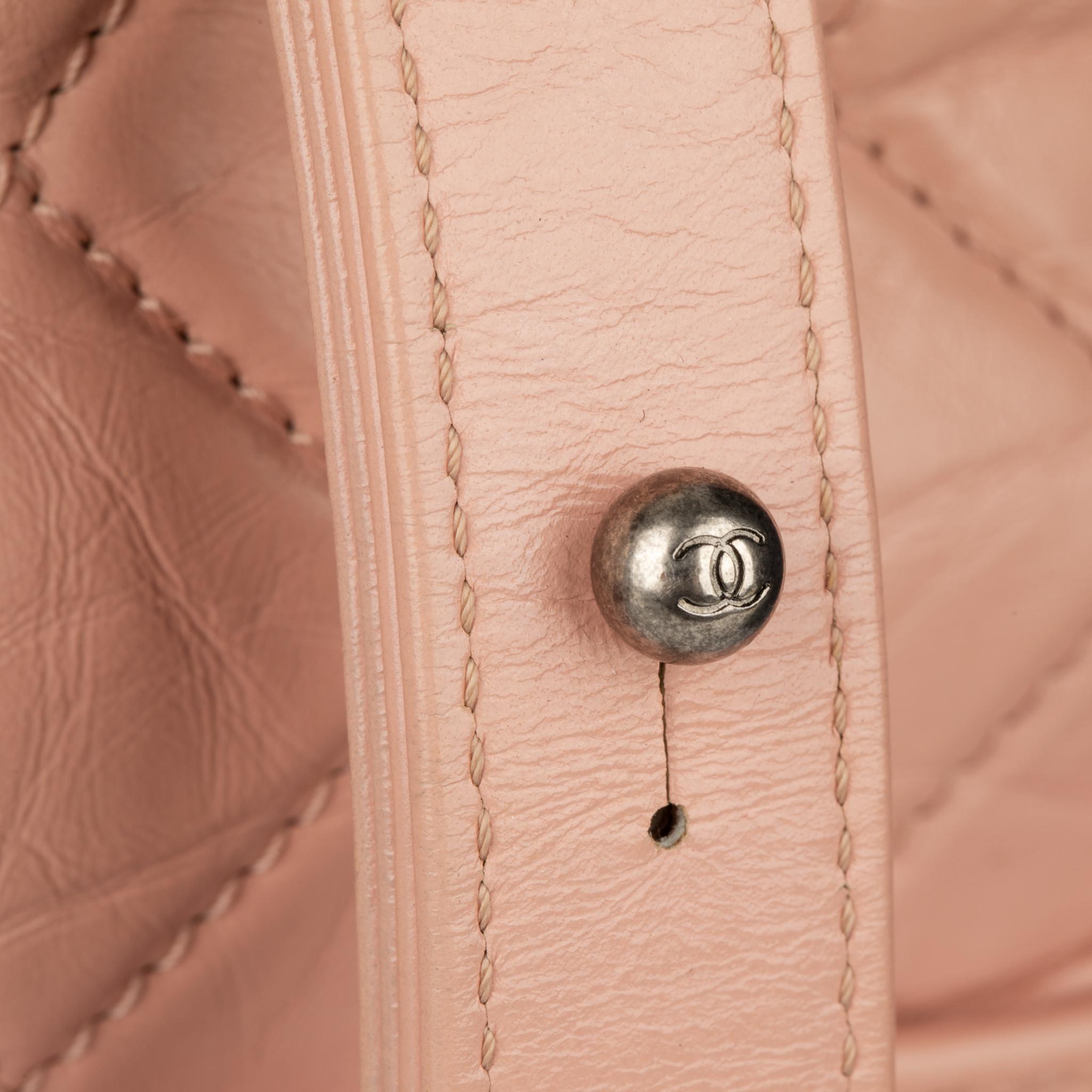 Chanel Gabrielle Small Dusty Pink Grained Calfskin Leather Two Tone Hardware For Sale 6