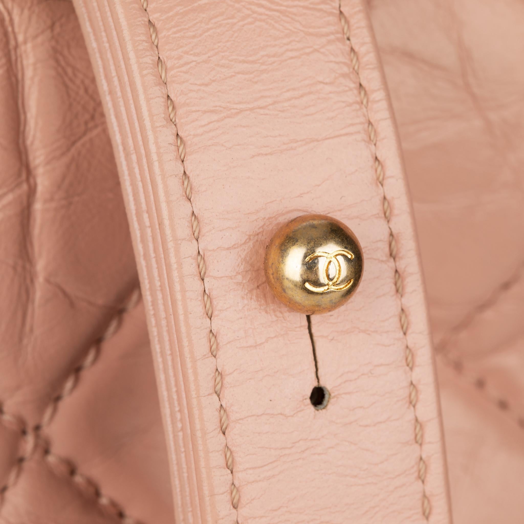Chanel Gabrielle Small Dusty Pink Grained Calfskin Leather Two Tone Hardware For Sale 2