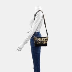 Chanel Gabrielle Small Metallic Crumpled Goatskin Quilted Black and Gold Bag