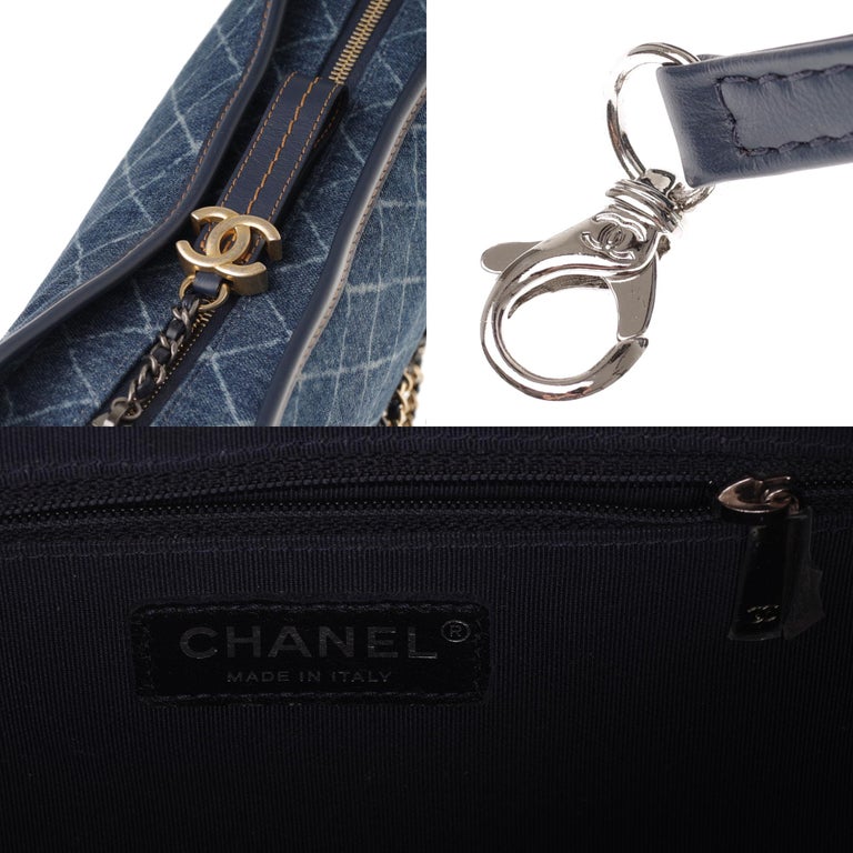 Chanel Gabrielle Calfskin Small Hobo Bag Denim Blue - NOBLEMARS