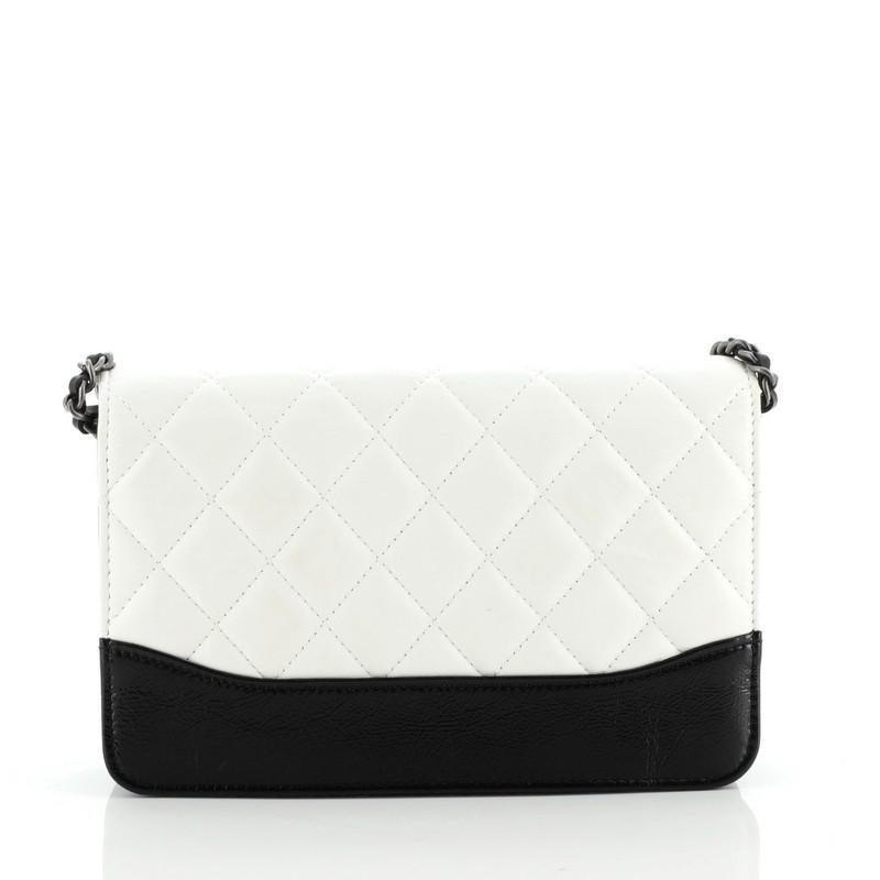 Gray Chanel Gabrielle Wallet on Chain Quilted Aged Calfskin