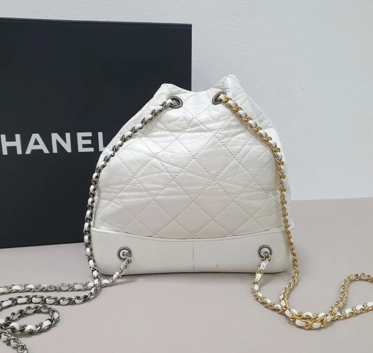 Chanel Gabrielle White Backpack For Sale 3