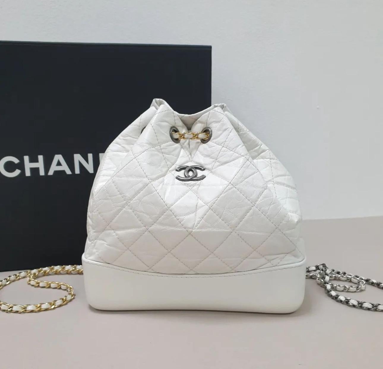 Chanel Gabrielle White Backpack For Sale 4