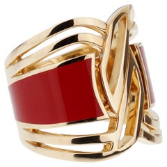 Chanel Gallery Collection Ceramic 18k Yellow Gold Cocktail Ring