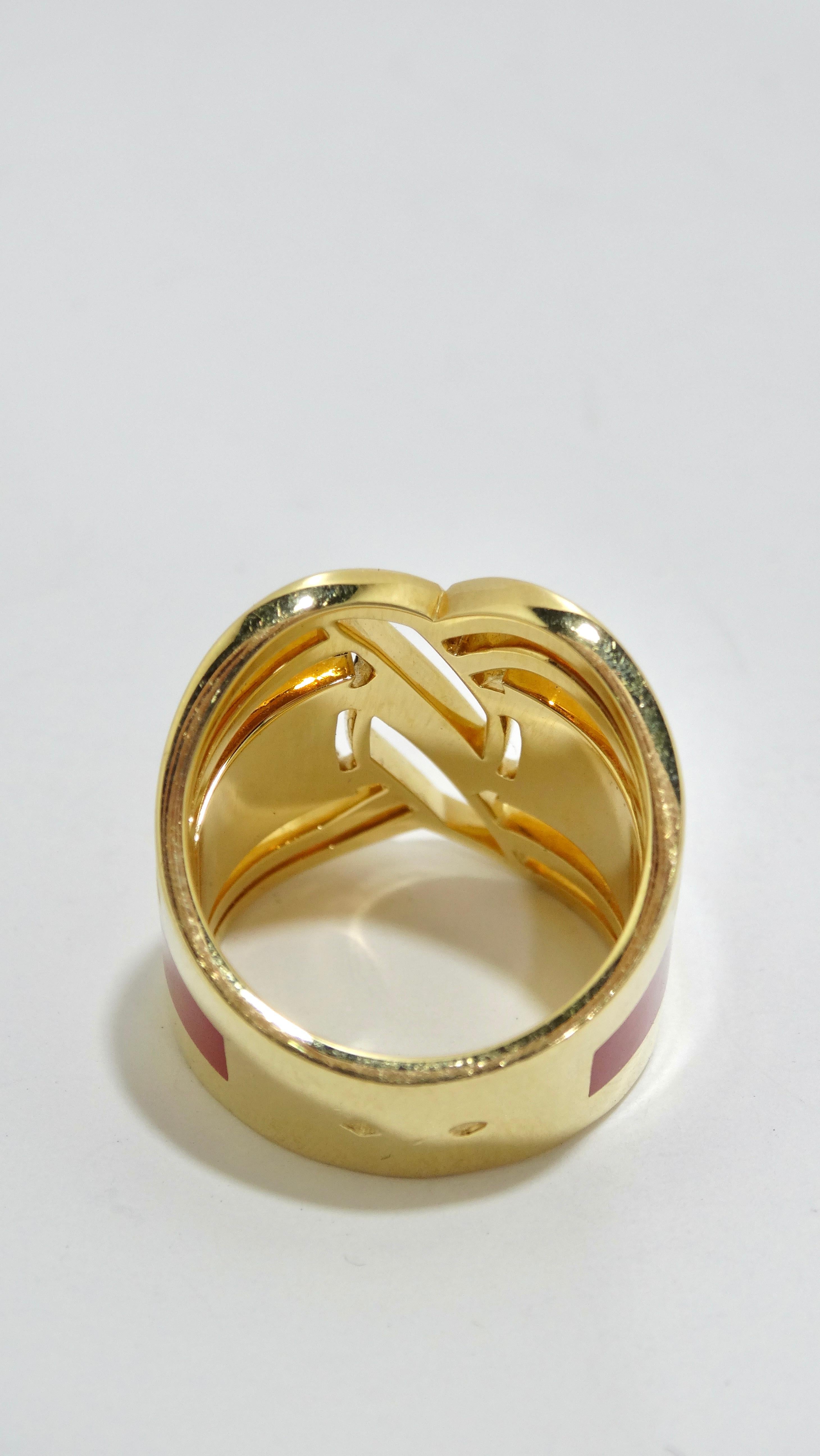 Chanel Gallery Collection HyCeram 18k Gold Ring In Excellent Condition For Sale In Scottsdale, AZ
