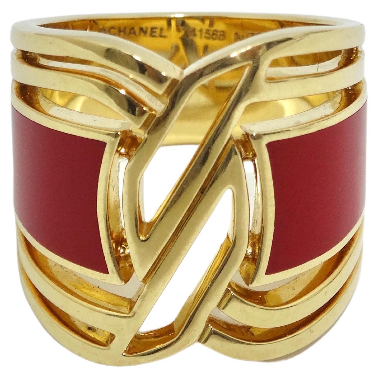 Chanel Gallery Collection HyCeram 18k Gold Ring For Sale