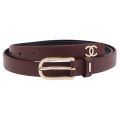 Chanel Garnet Red Leather CC Buckle Belt 90CM