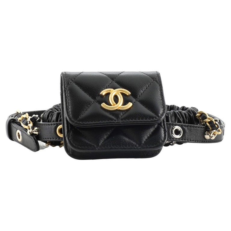 Chanel Garter Thigh Bag with Chains Quilted Lambskin Micro at 1stDibs