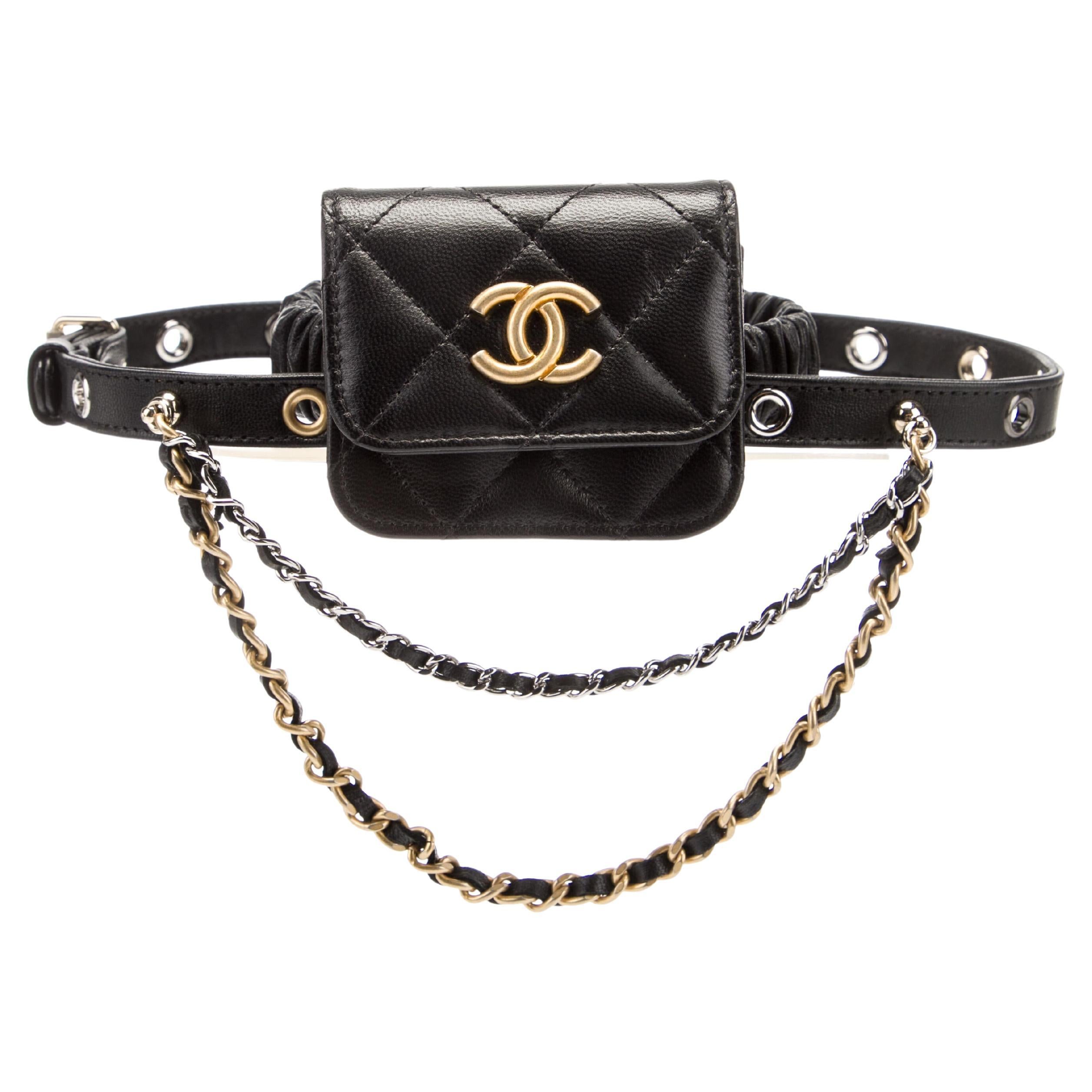 Chanel 2021 Rare Soldout Garter Thigh Micro Mini Flap Bag with Chains For Sale