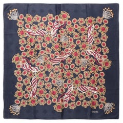 Chanel Gems and Pearl Silk Scarf  Navy Blue