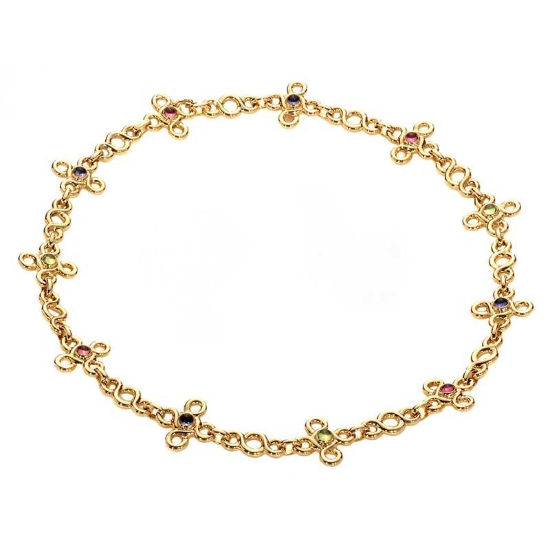 Chanel Choker-Halskette aus Gold mit Edelsteinen (Rundschliff) im Angebot