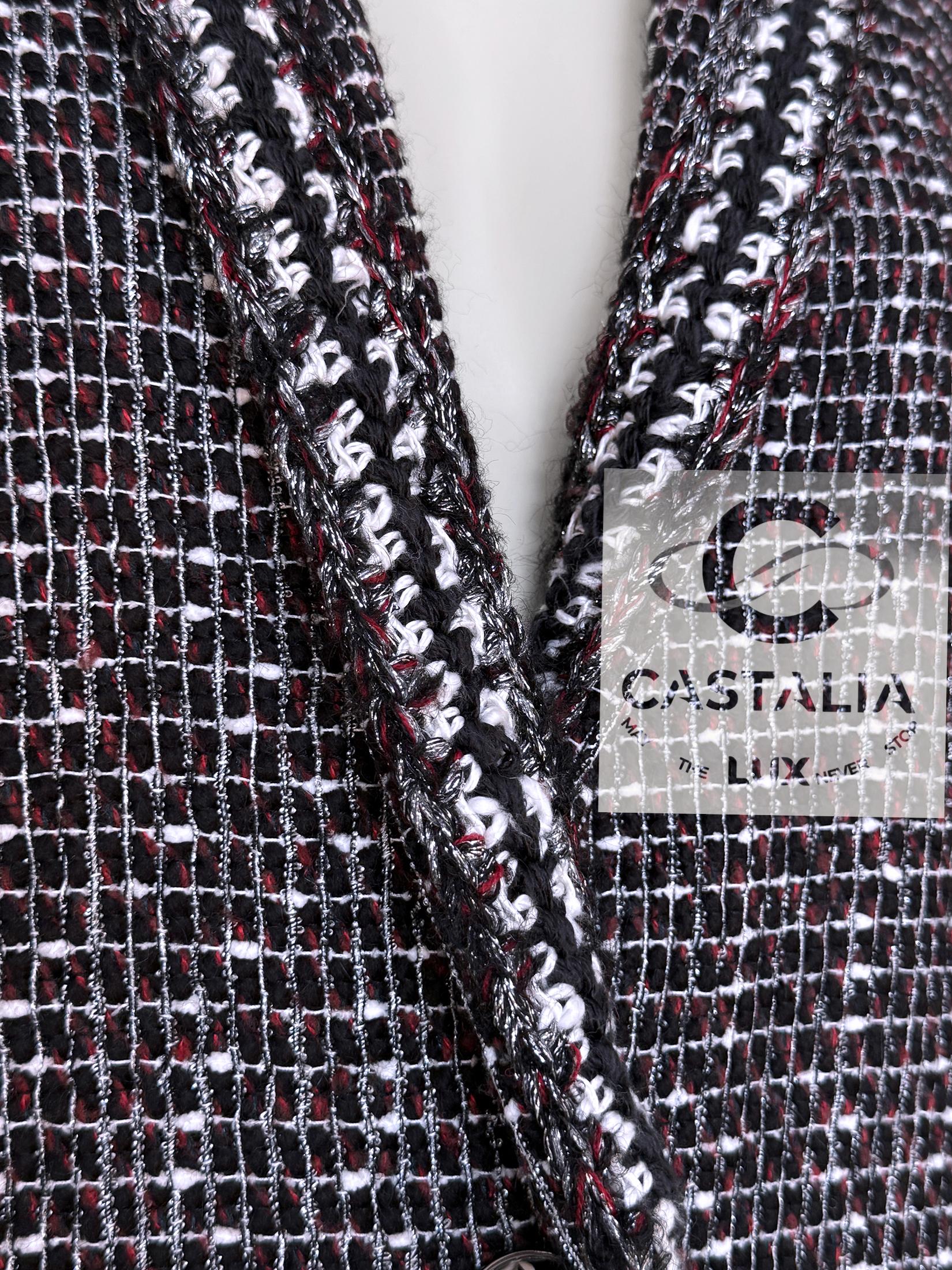 Chanel Georgia Jagger Giacca in tweed nero 36 FR in vendita 5