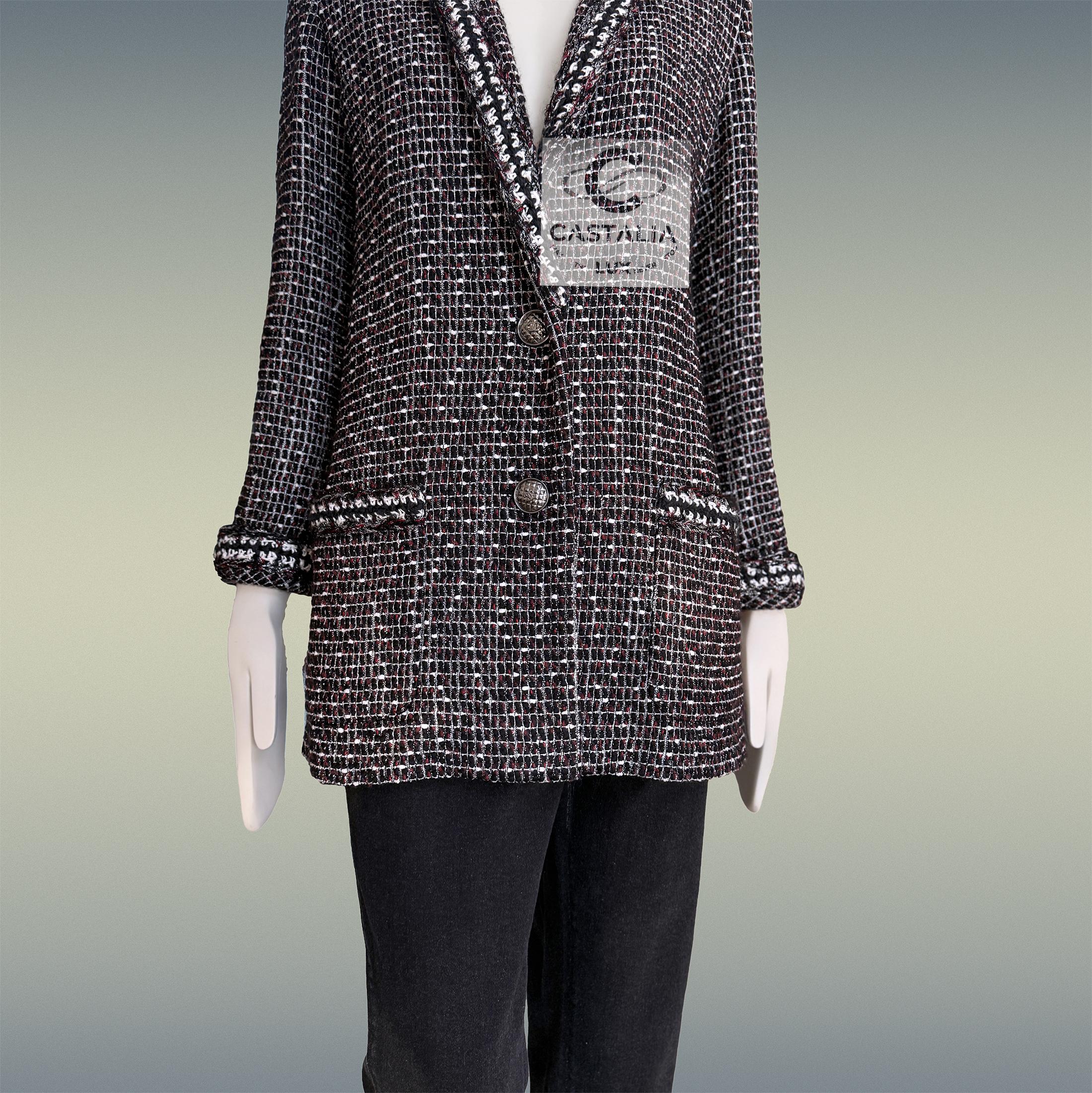 Chanel Georgia Jagger Giacca in tweed nero 36 FR in vendita 7
