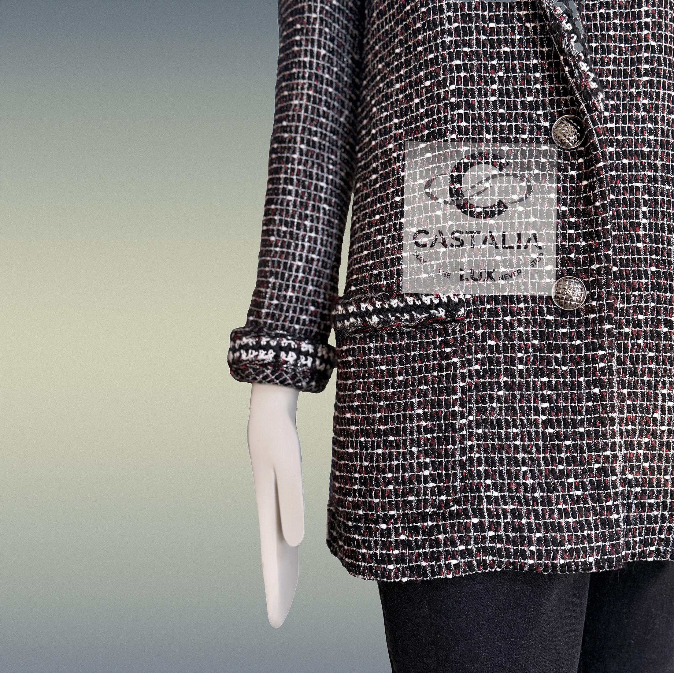Chanel Georgia Jagger Giacca in tweed nero 36 FR in vendita 8