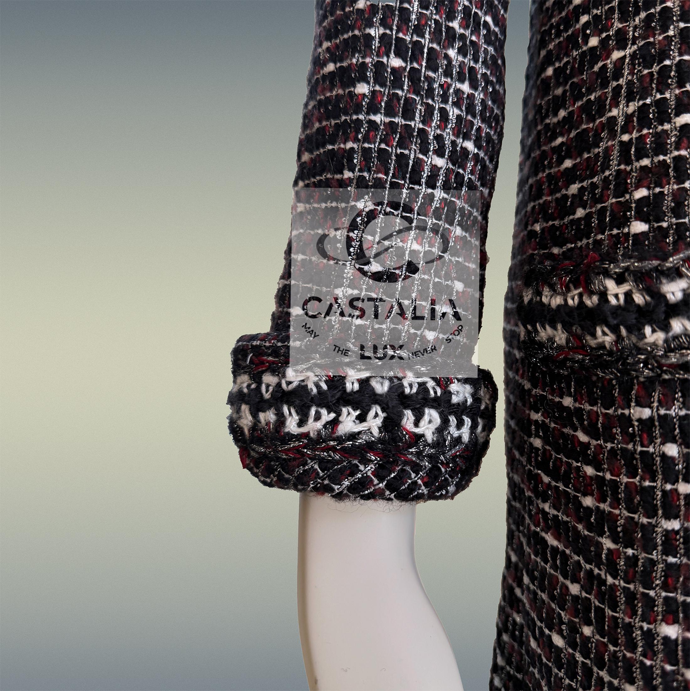 Chanel Georgia Jagger Giacca in tweed nero 36 FR in vendita 9