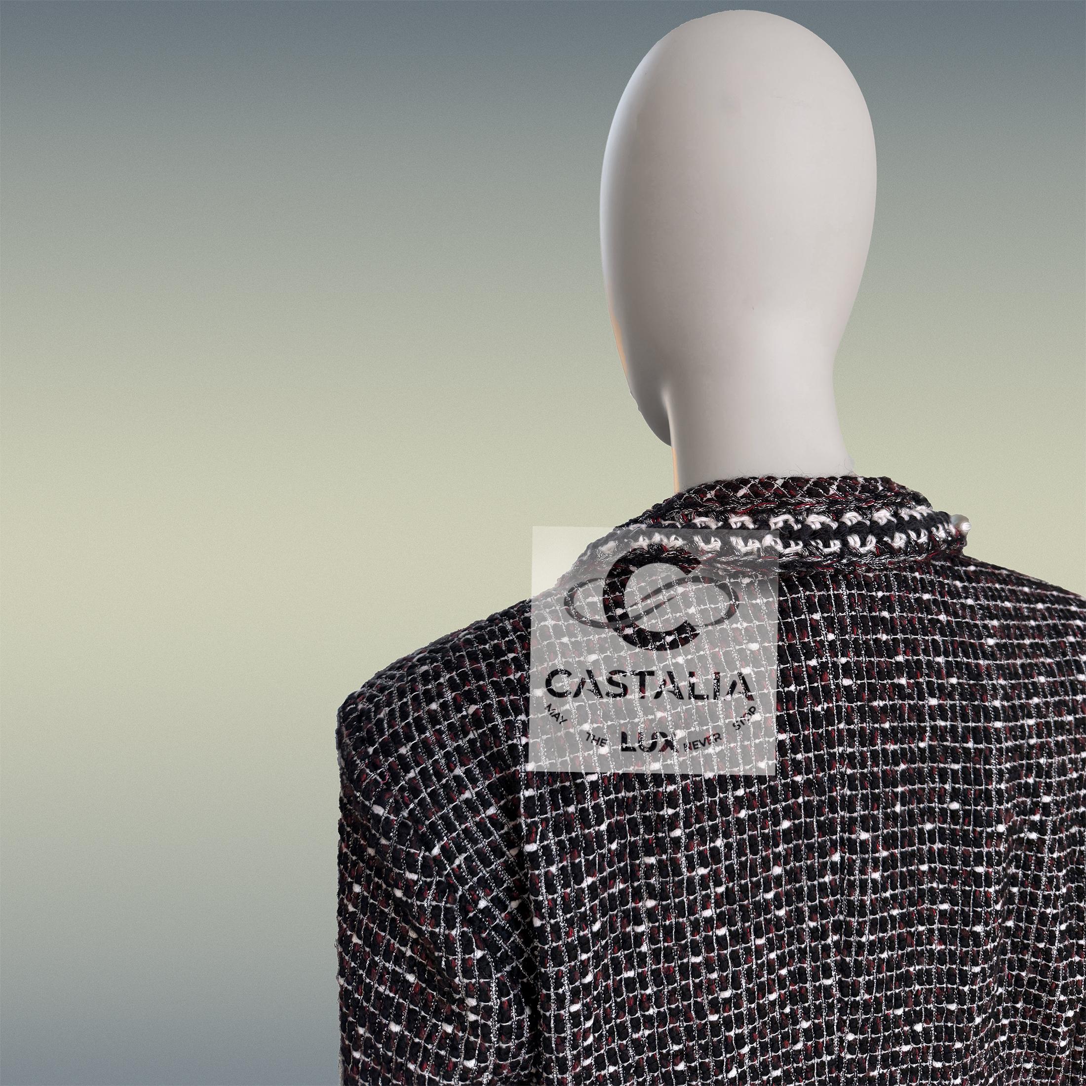Chanel Georgia Jagger Giacca in tweed nero 36 FR in vendita 10