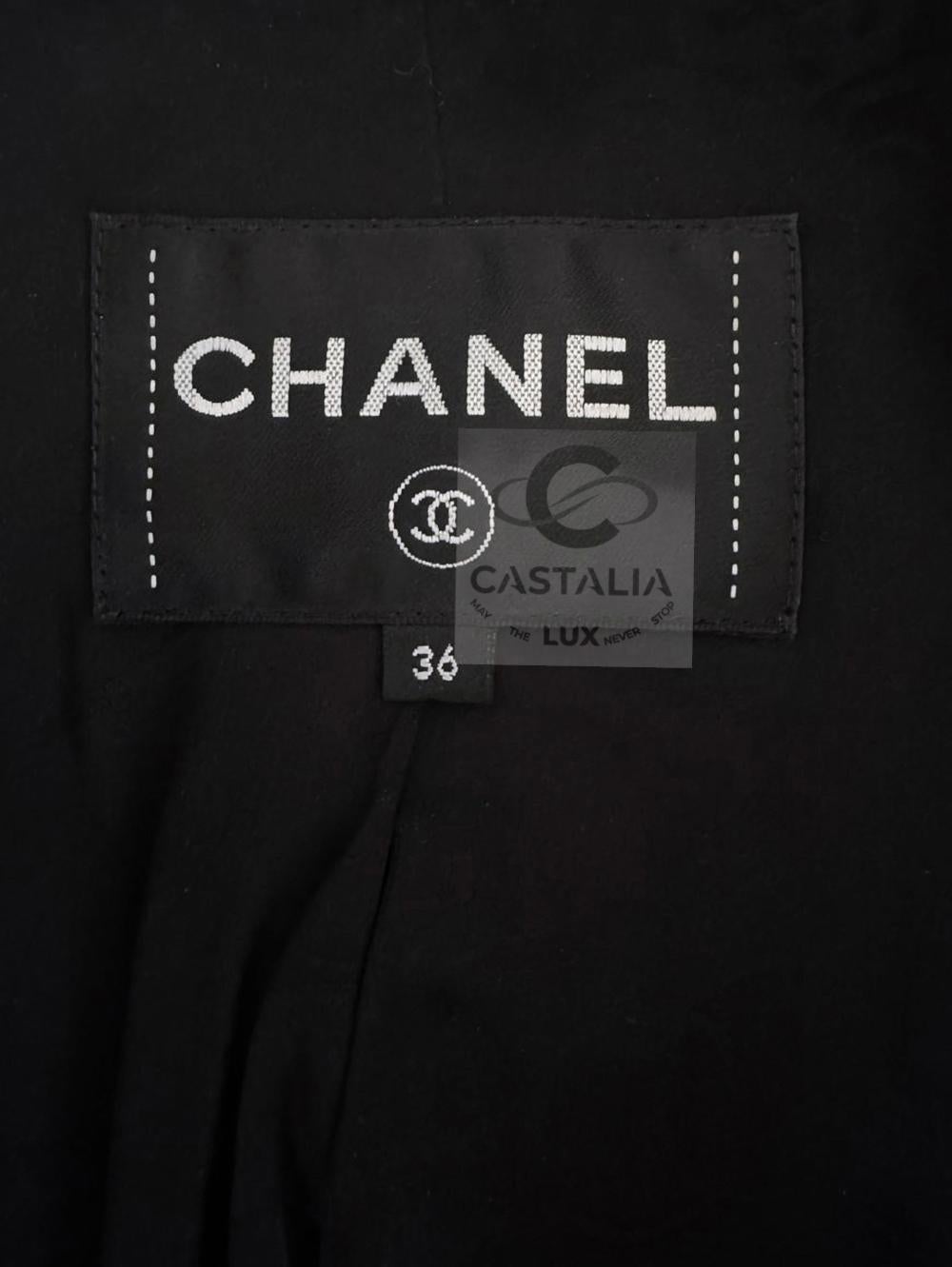 Chanel Georgia Jagger Giacca in tweed nero 36 FR in vendita 12