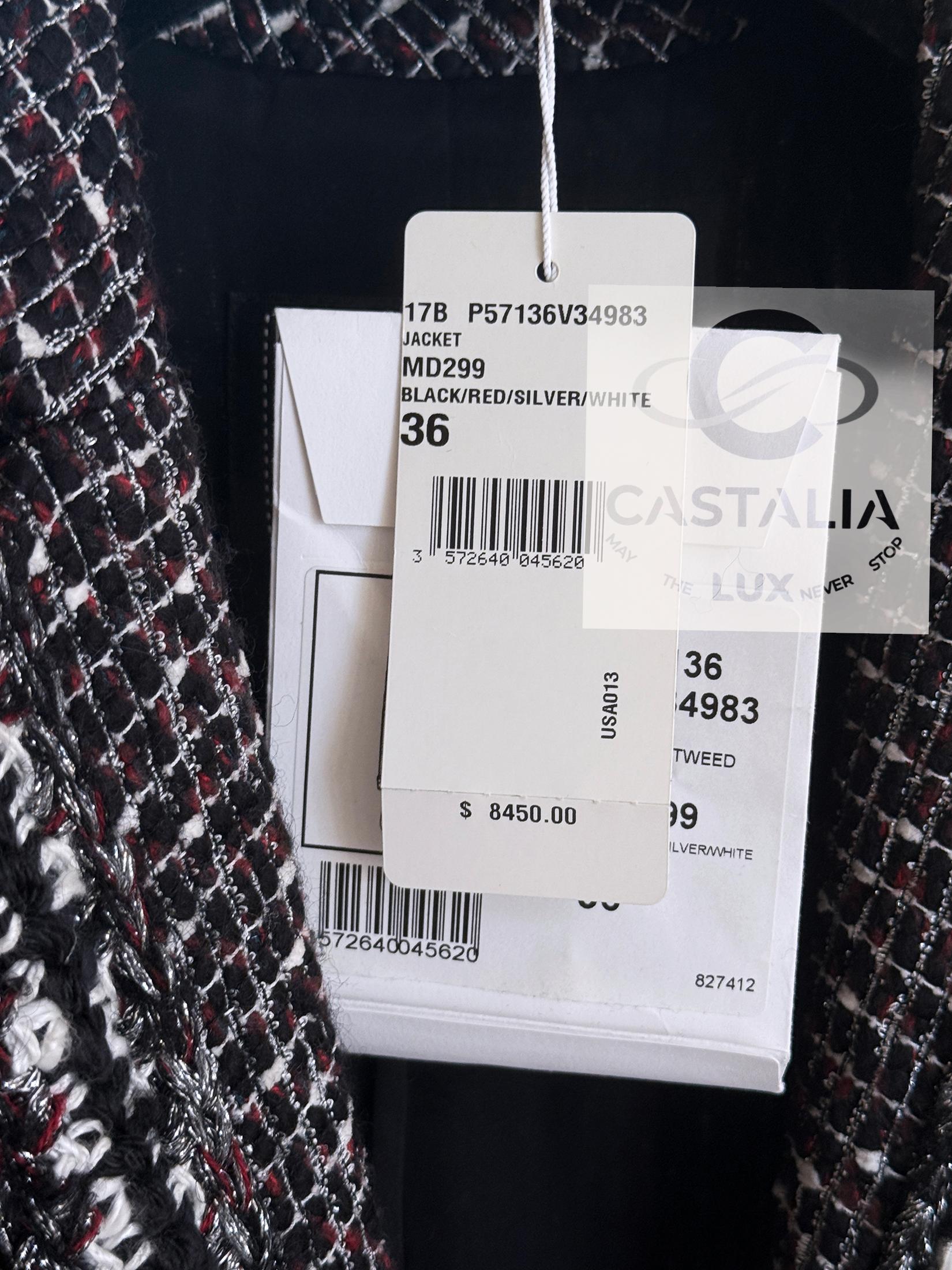 Chanel Georgia Jagger Giacca in tweed nero 36 FR in vendita 14