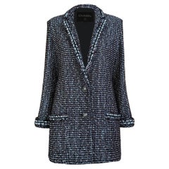 CHANEL Georgia Jagger Style Black Tweed Jacket 36 FR