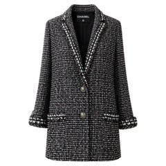 CHANEL Georgia Jagger Style Black Tweed Jacket 36 FR