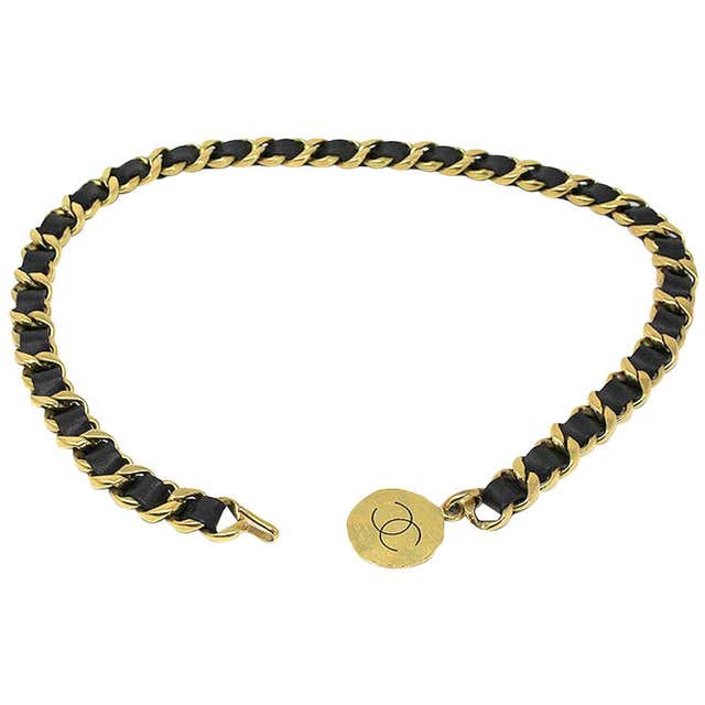 CHANEL Silvertone Chain Link Belt/Necklace With Two Charms at 1stdibs