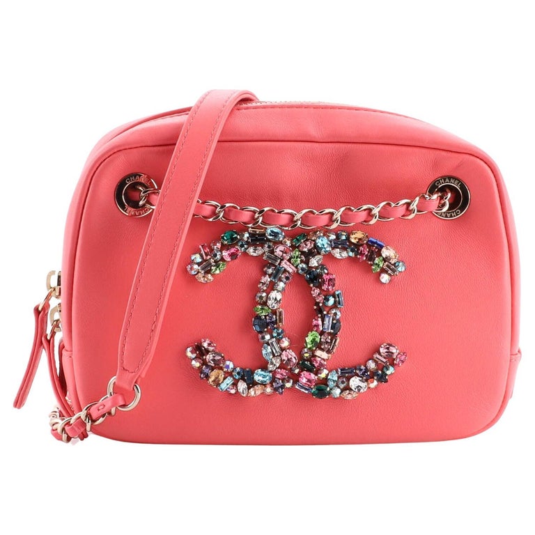 Chanel Giant Crystal CC Camera Bag Embellished Lambskin Small For Sale